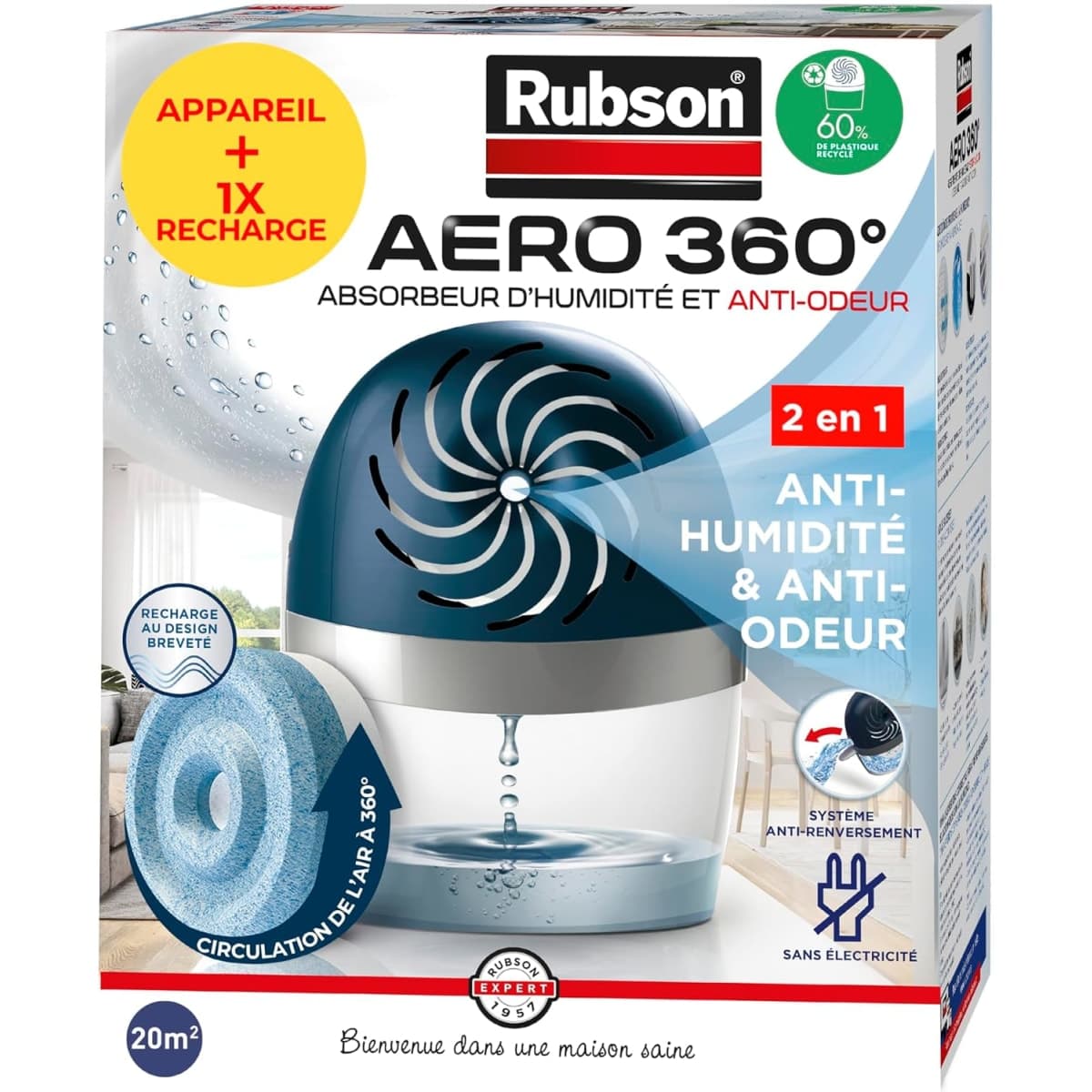 Rubson Aero 360° Absorbeur d'Humidité 20 m²